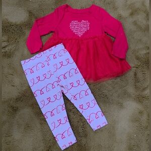 💜 18M Cat & Jack Pink and Red Heart/Valentine Matching Set